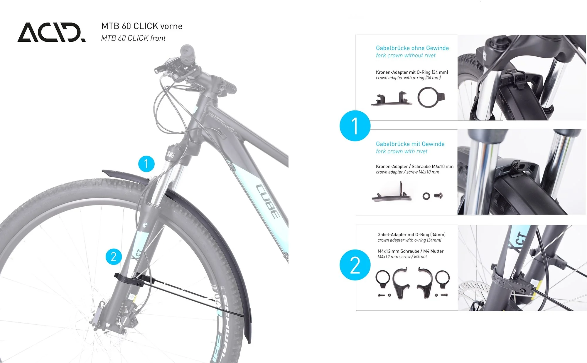 ACID Mudguard Set Mtb 60 27.5/29" Click Black - Image 3