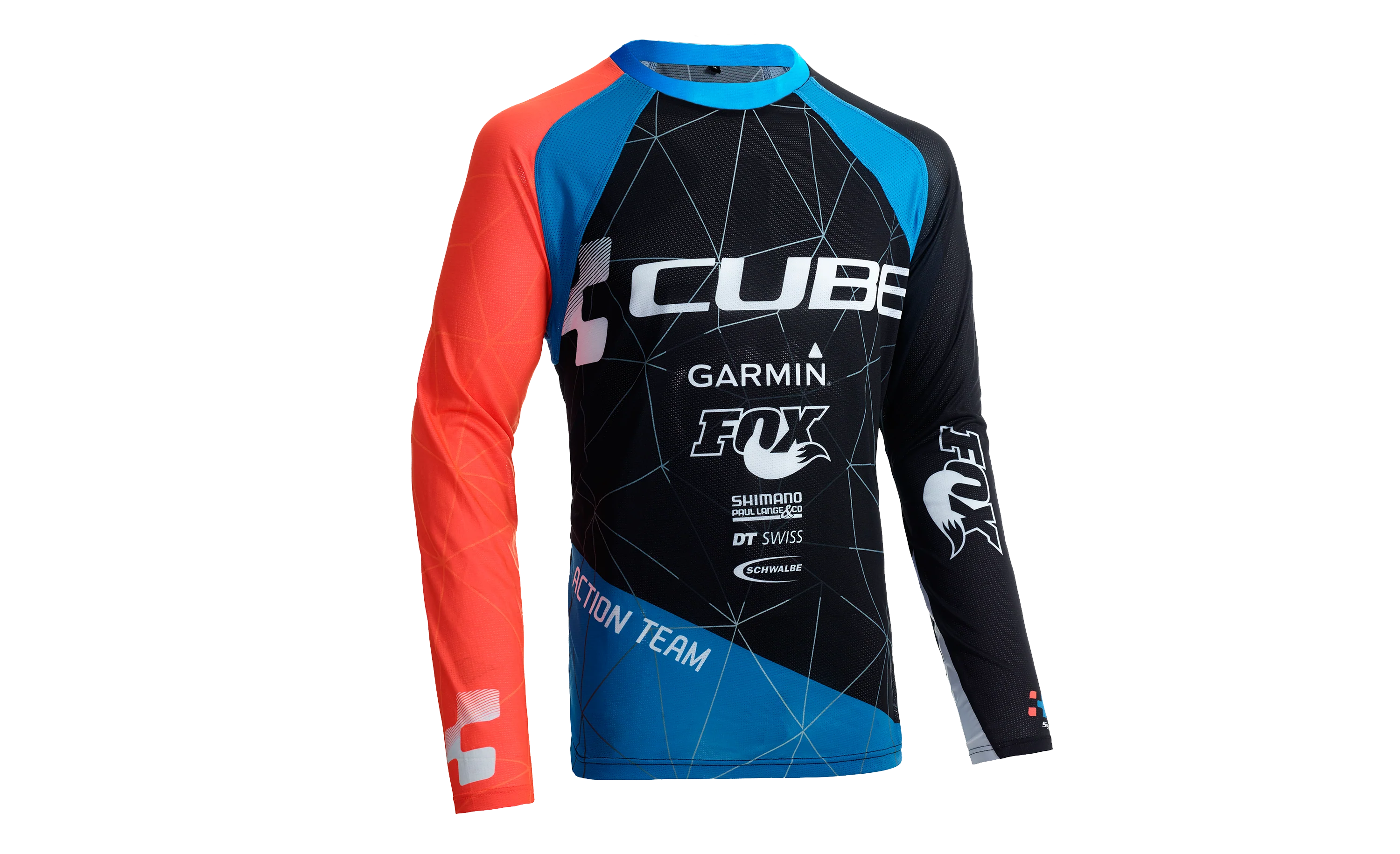 CUBE Action Round-Neck Jersey Team L/S Blk/Blu/Red