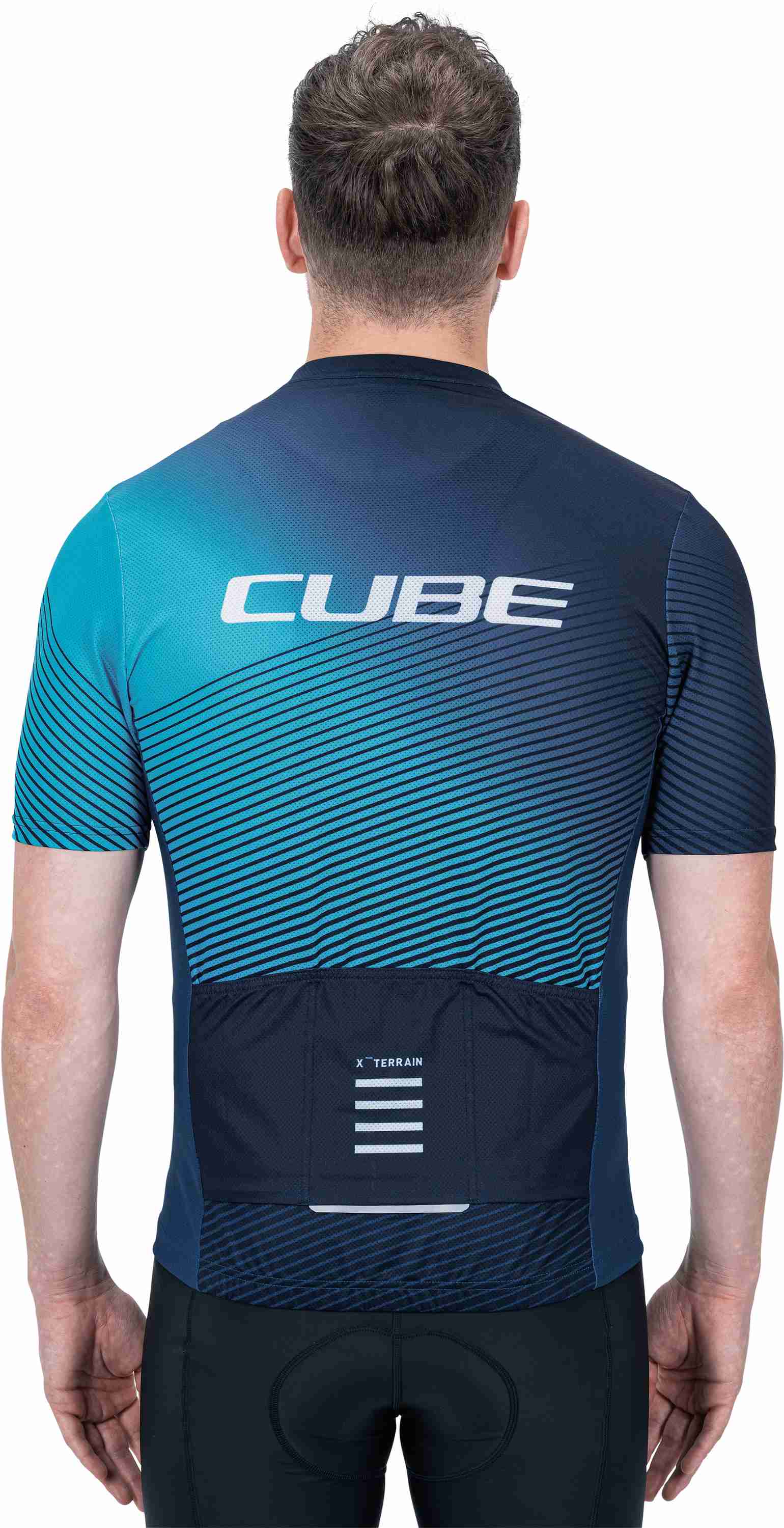 CUBE Atx Jersey Full Zip S/S Blue - Image 2