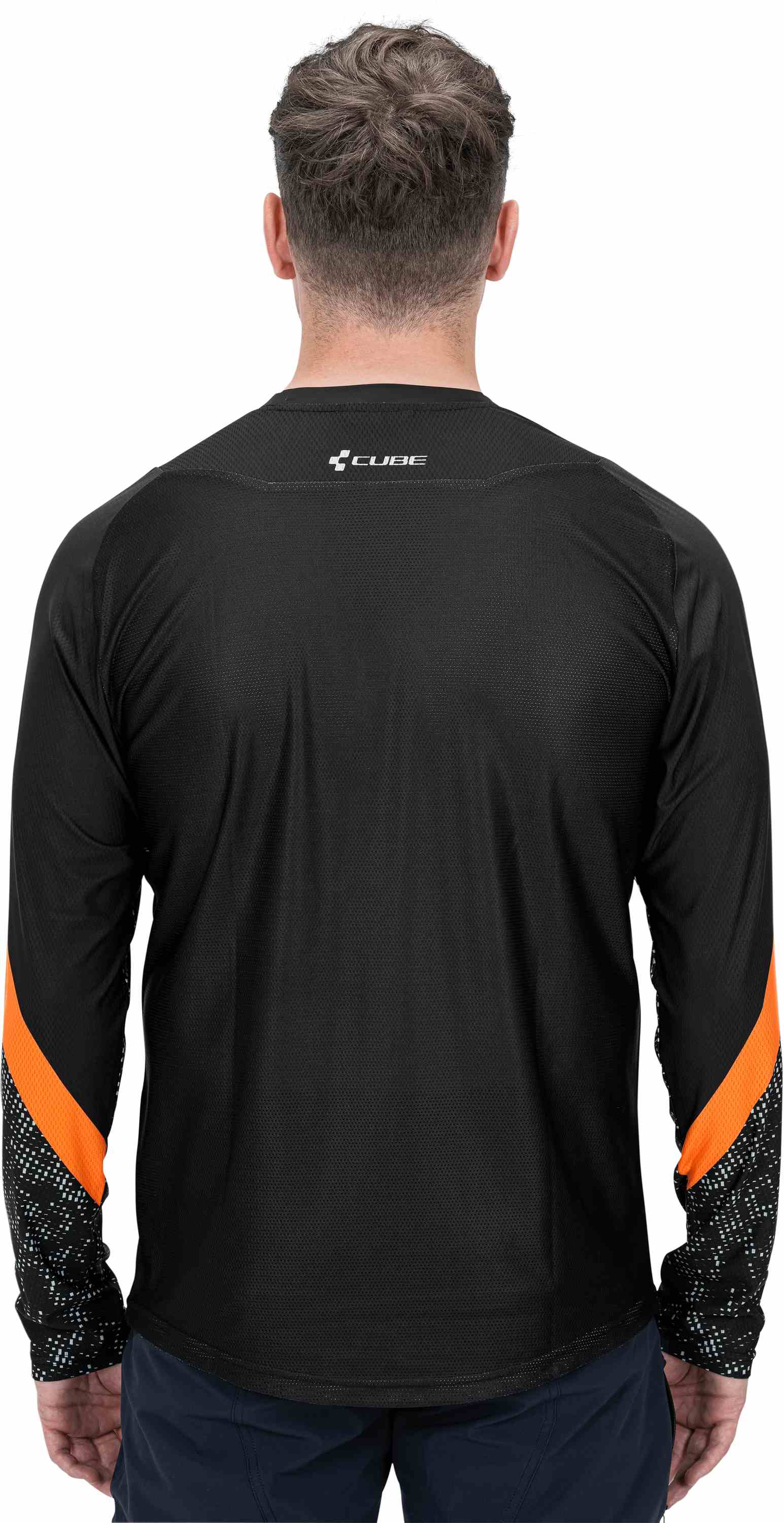 CUBE Edge Round Neck Jersey L/S Black/Orange - Image 2
