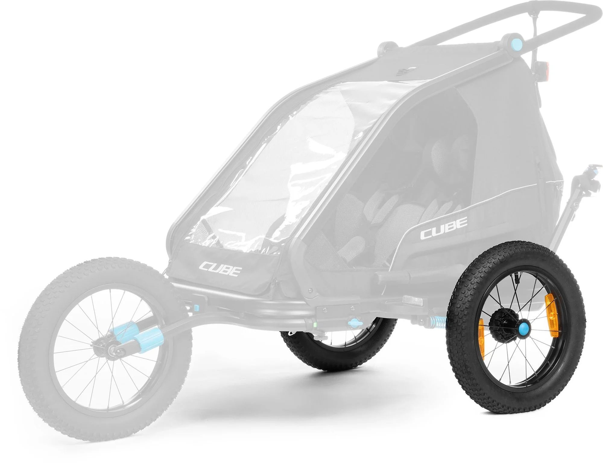 CUBE FAT WHEELS REAR FOR KIDS TRAILER DOUBLE BLACK - Image 2