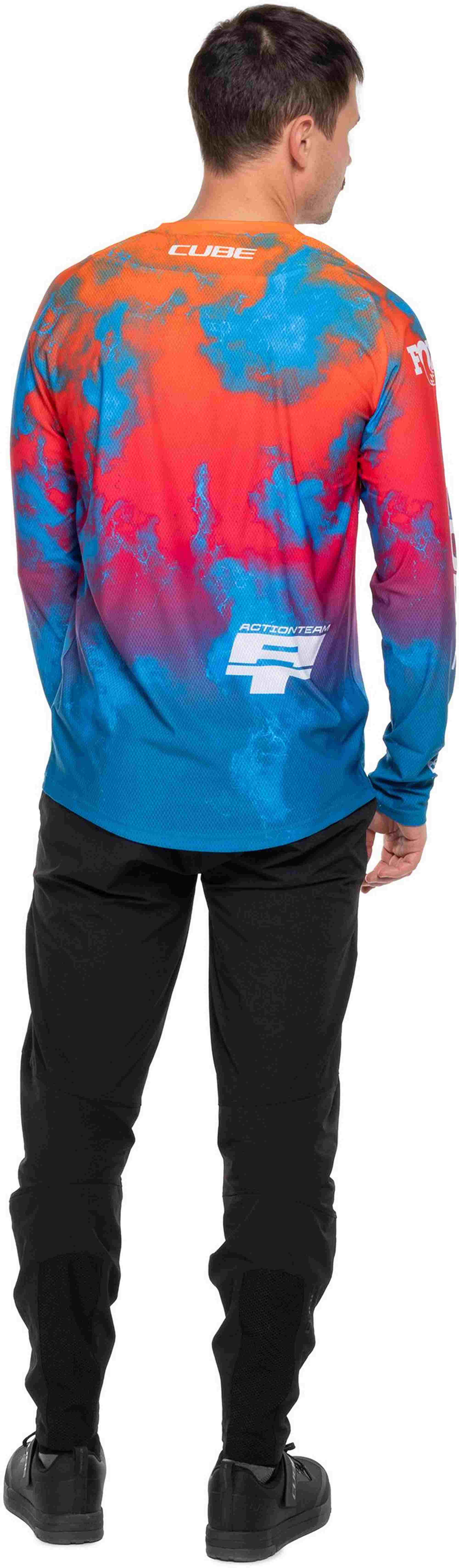 CUBE MTB JERSEY X ACTIONTEAM L/S BLUE/PINK/ORANGE - Image 4