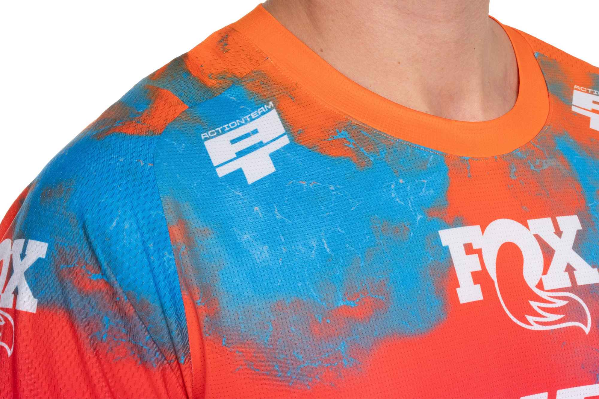 CUBE MTB JERSEY X ACTIONTEAM L/S BLUE/PINK/ORANGE - Image 7