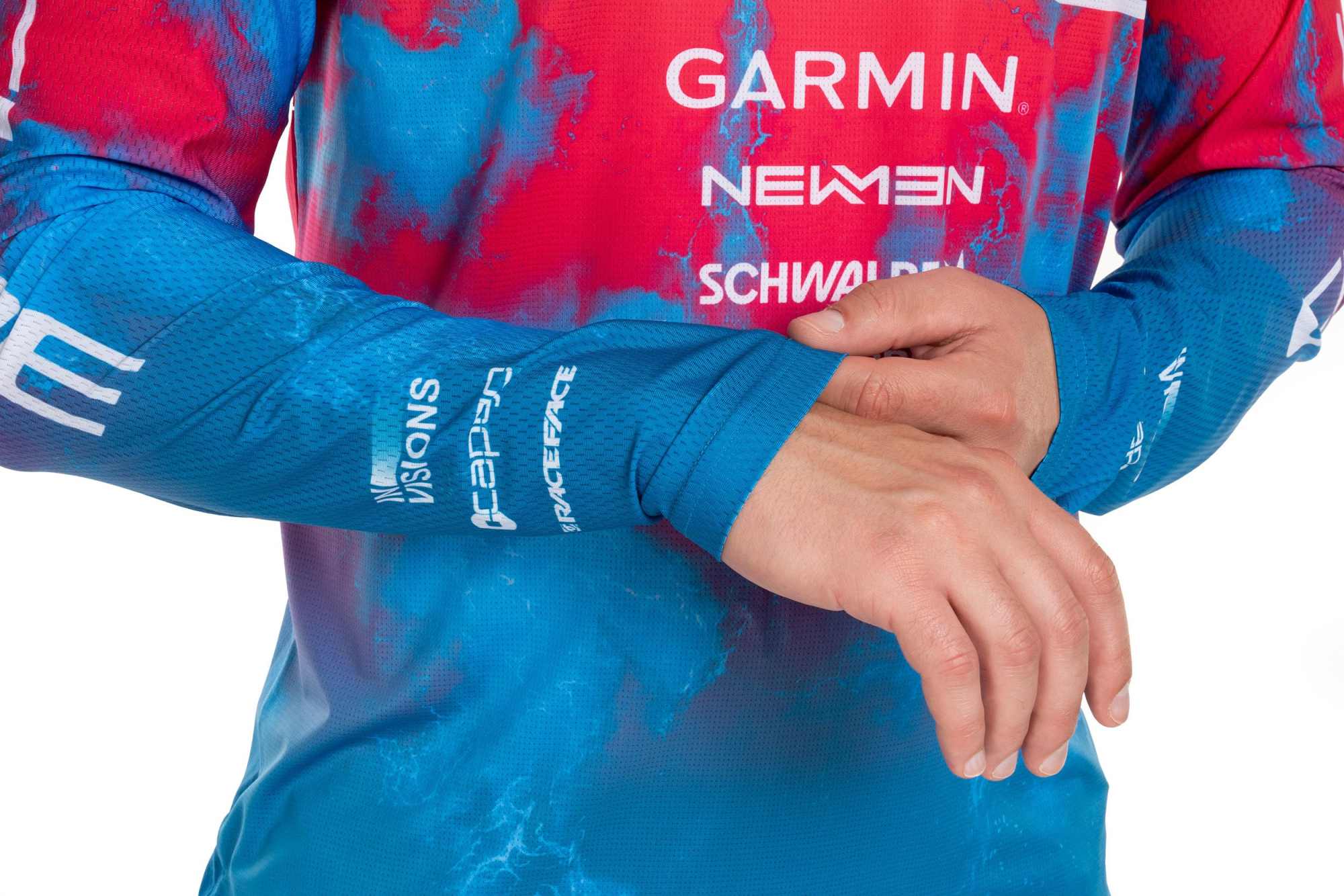 CUBE MTB JERSEY X ACTIONTEAM L/S BLUE/PINK/ORANGE - Image 8