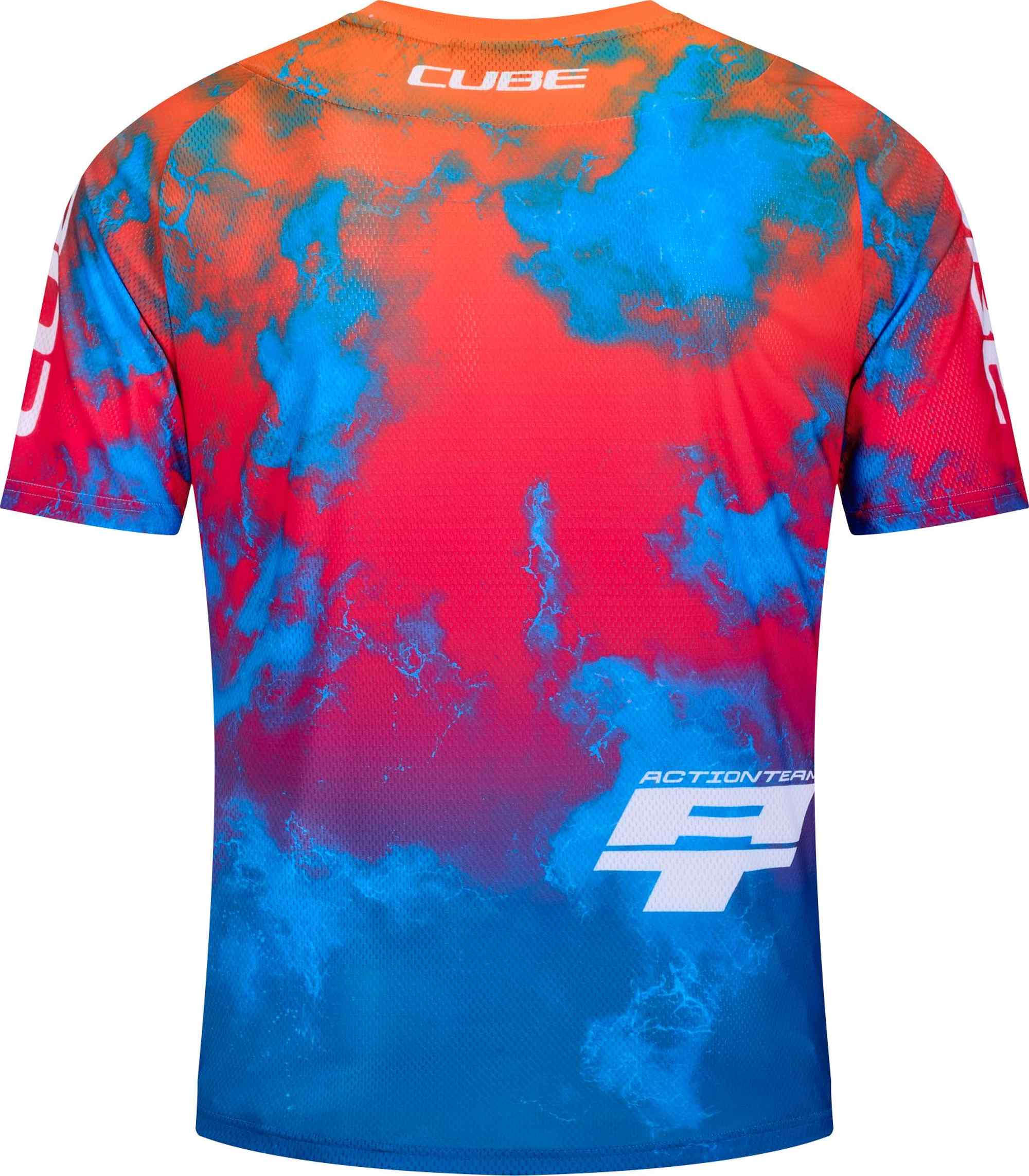 CUBE MTB JERSEY X ACTIONTEAM S/S BLUE/PINK/ORANGE - Image 2