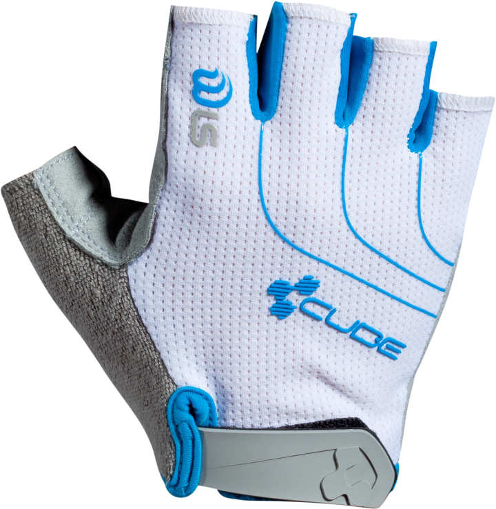 CUBE Natural Fit Wls Gloves Short Finger Wh/Gr/Blu - Image 2