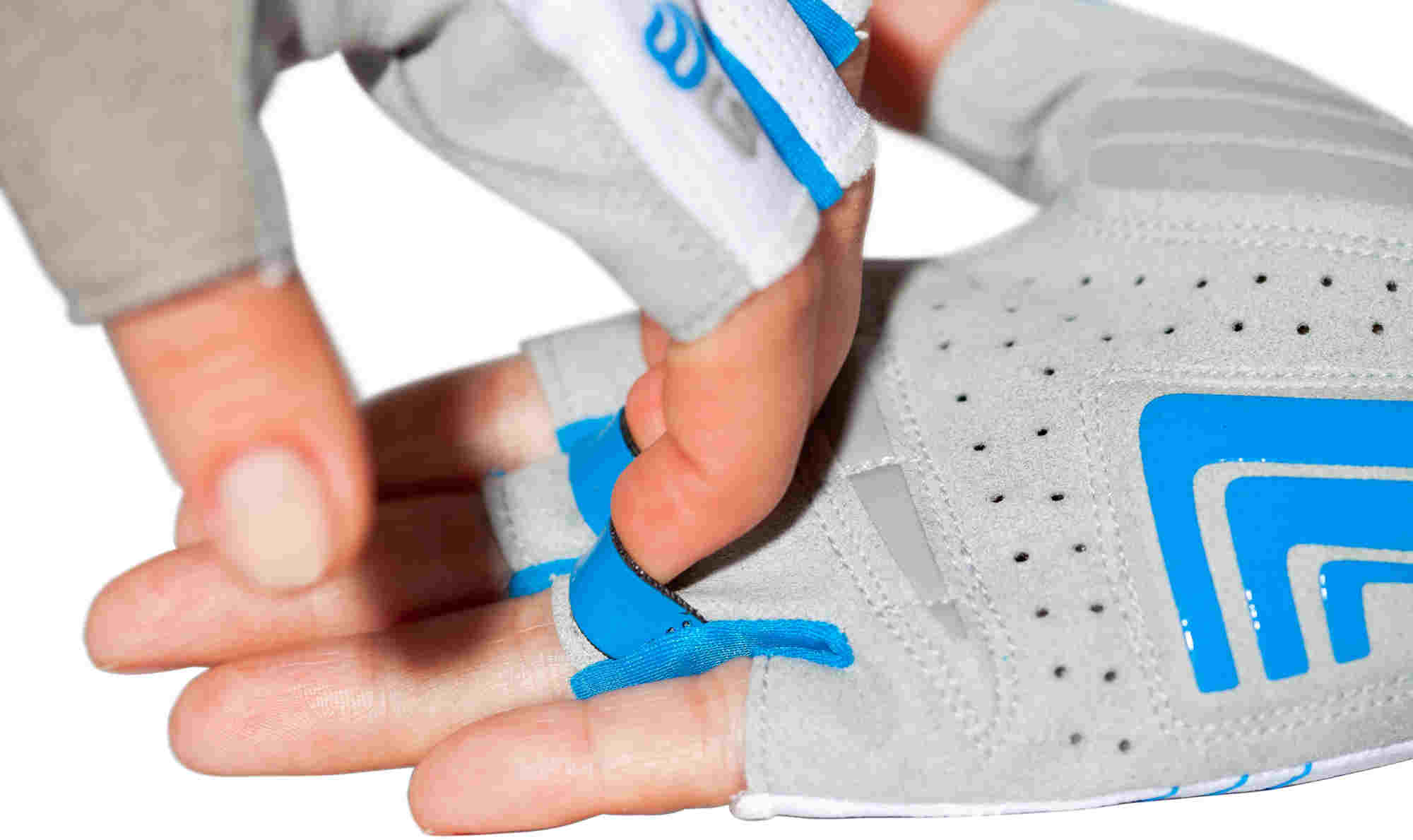 CUBE Natural Fit Wls Gloves Short Finger Wh/Gr/Blu - Image 7