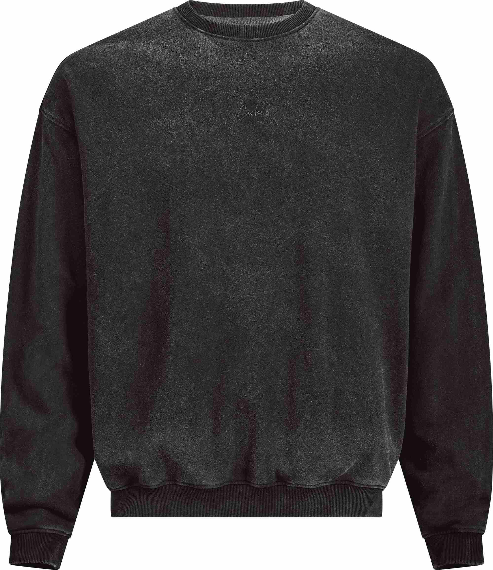 CUBE ORGANIC SWEATER SCRIPT GTY FIT WASHED GREY