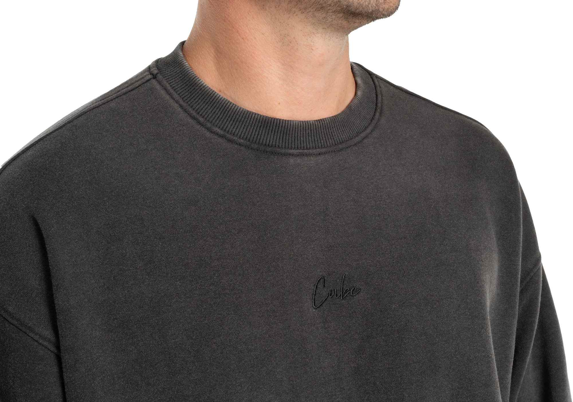 CUBE ORGANIC SWEATER SCRIPT GTY FIT WASHED GREY - Image 5