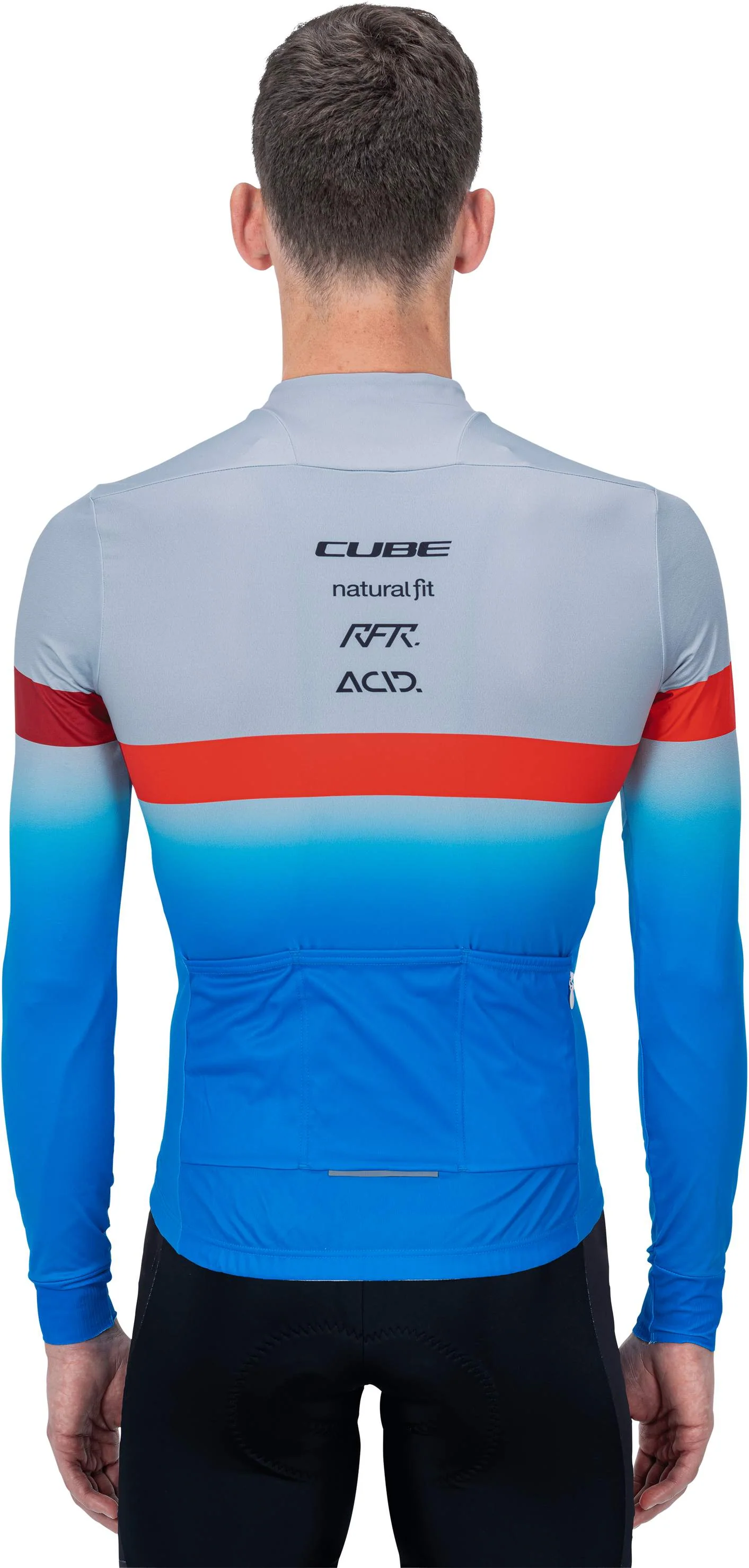 CUBE Teamline Jersey L/S Blue/Red/Grey - Image 2