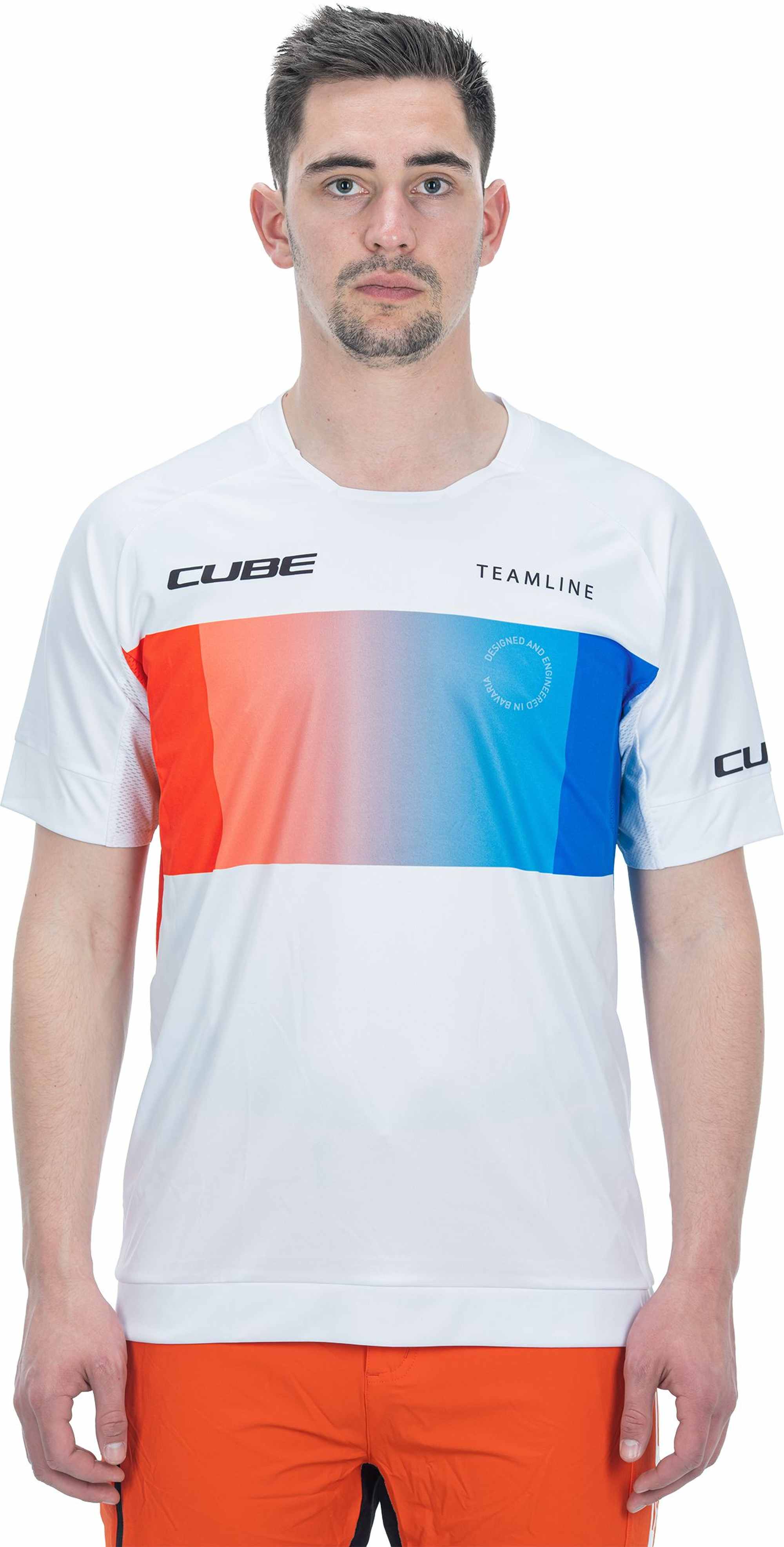 CUBE Teamline Roundneck Jersey S/S White/Blue/Red - Image 3