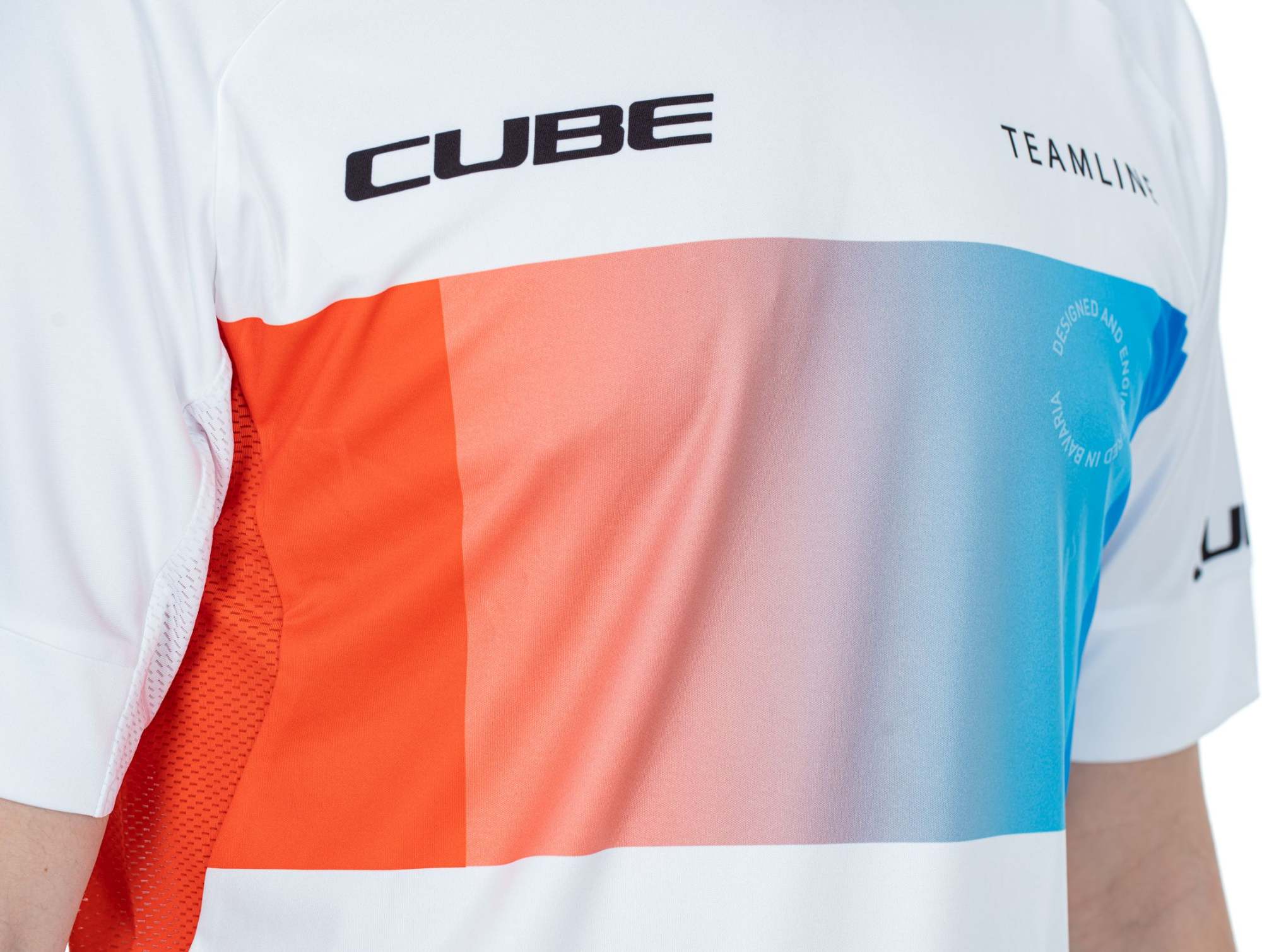 CUBE Teamline Roundneck Jersey S/S White/Blue/Red - Image 4