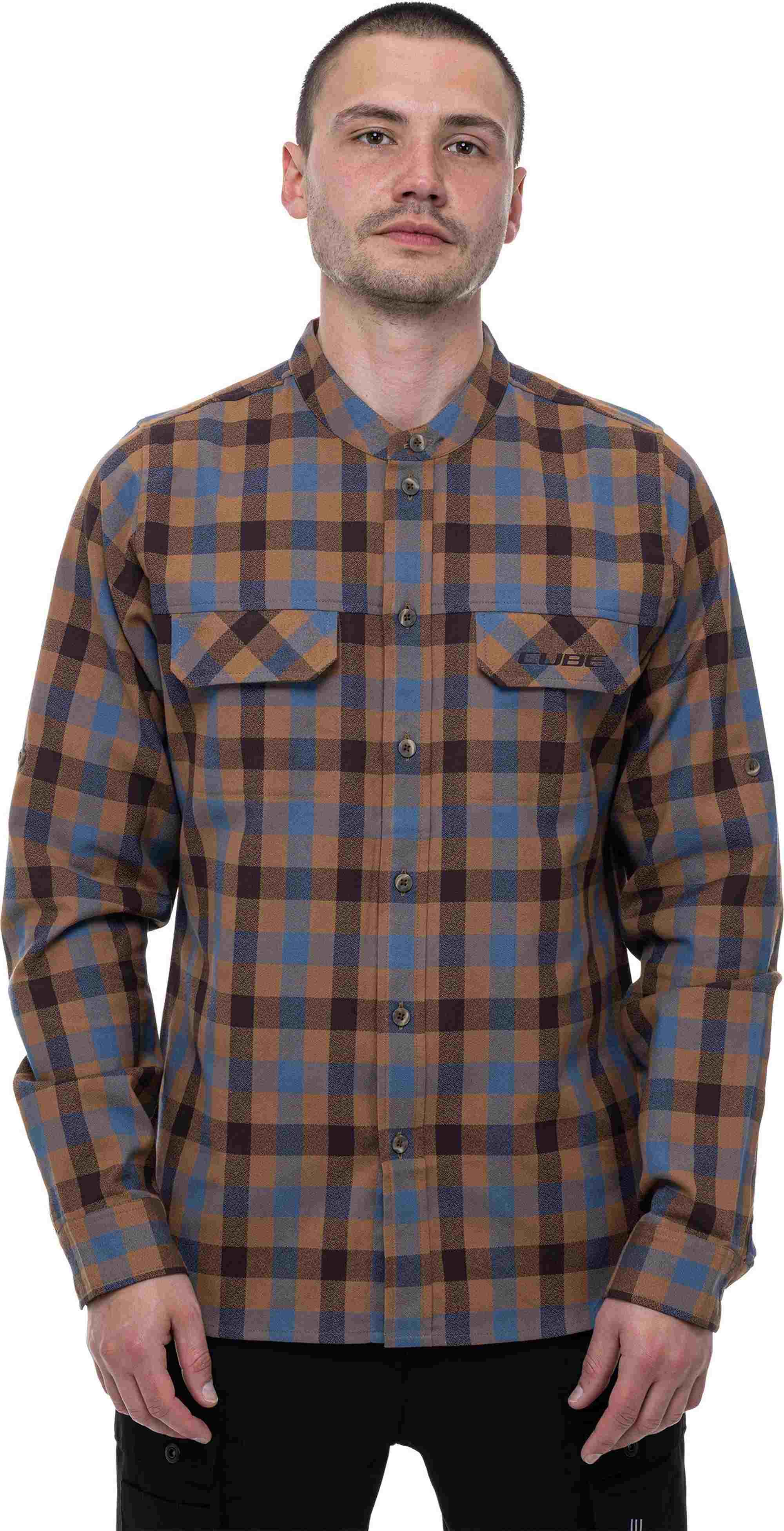 Cube Work Shirt L/S Brown/Blue - Image 3