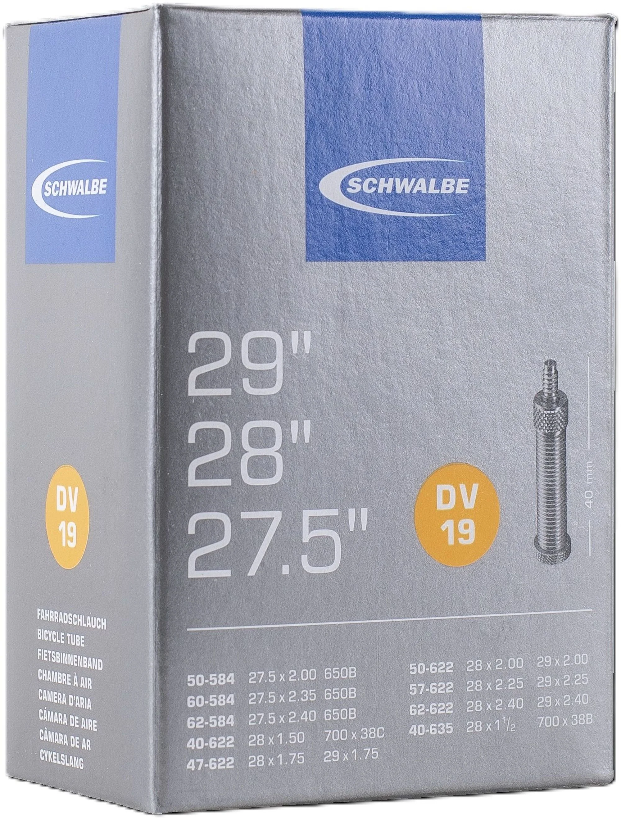 SCHWALBE INNER TUBE DV19 40/62-584/635 40MM